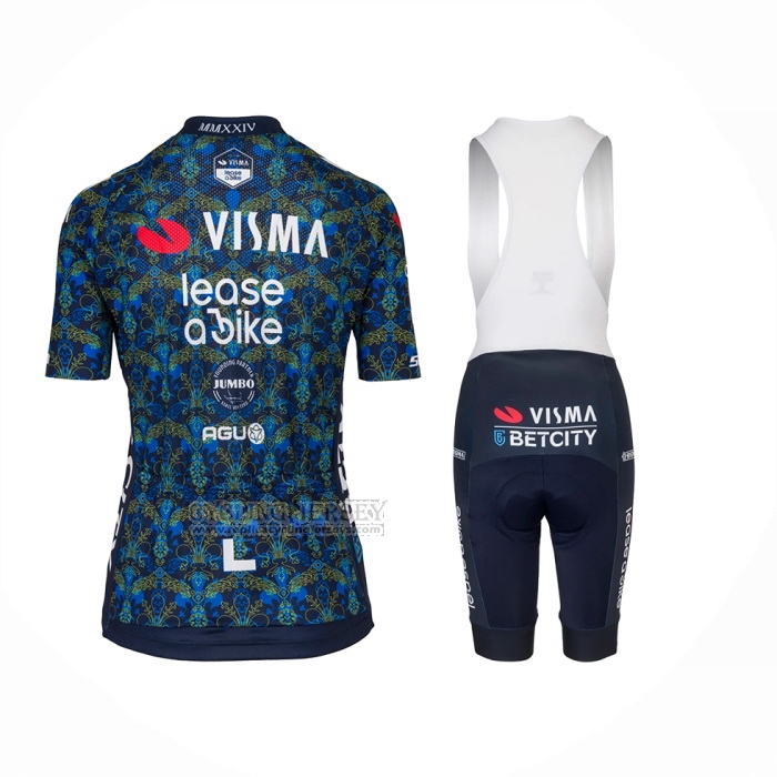 2024 Cycling Jersey Women Jumbo Visma Blue Short Sleeve And Bib Short